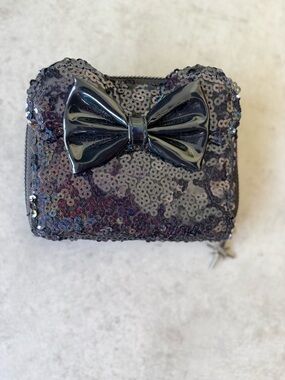 Loungefly Black Sequin Bow Zip Wallet